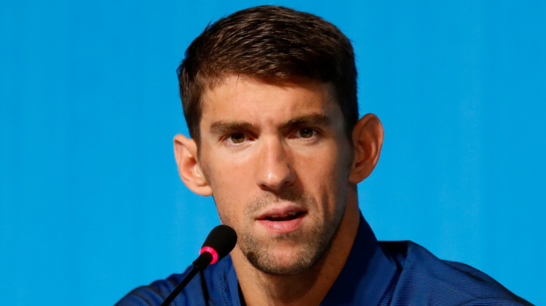 Michael Phelps at a press conference