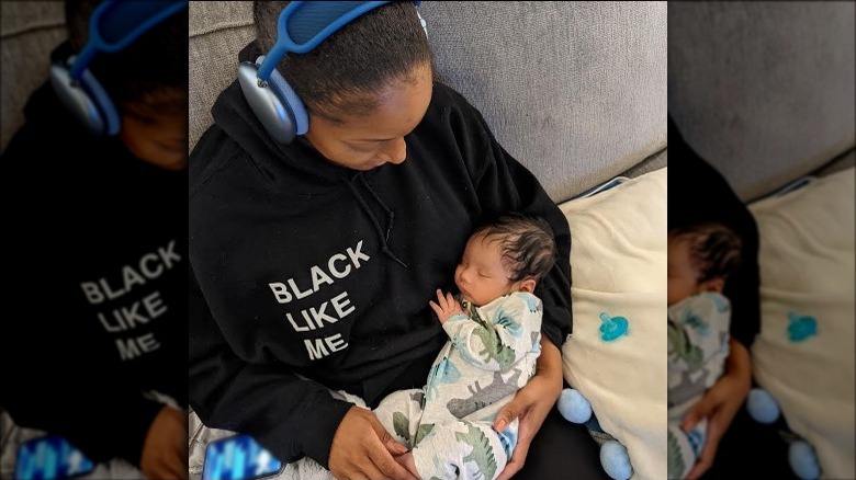 Mickey Guyton with her son