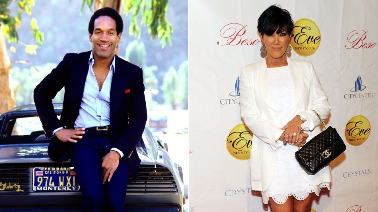 O.J. Simpson on a car; Kris Jenner on a red carpet