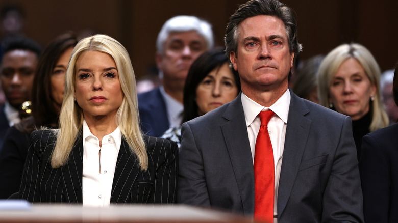 Pam Bondi and John Wakefield at confirmation hearing for U.S. Attorney General in the Hart Senate Office Building