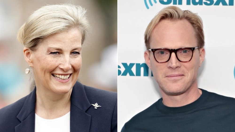 Sophie, Countess of Wessex smiling (left), Paul Bettany smirking (right)