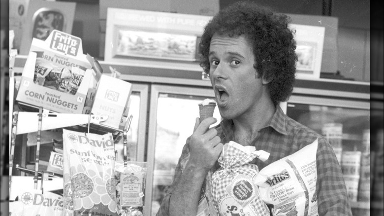 Richard Simmons eating ice cream cone