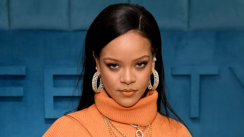 Rihanna wearing orange