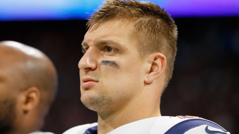 Rob Gronkowski scowling on the field