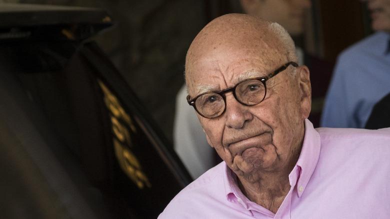 Rupert Murdoch in pink shirt