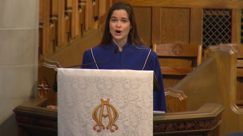 Sarah Catherine Hook singing in church