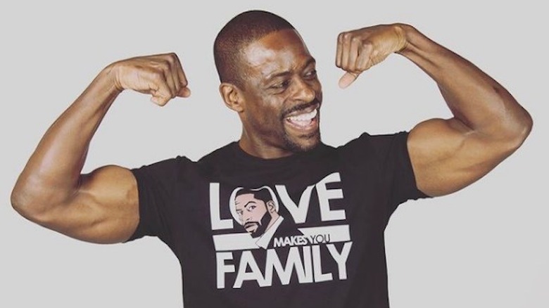 Sterling K. Brown flexing his biceps