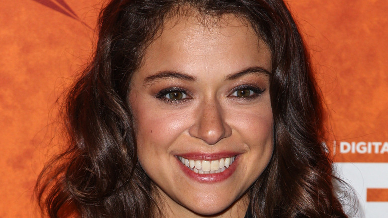 Tatiana Maslany with brunette curls