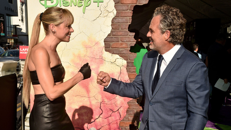Tatiana Maslany and Mark Ruffalo fist bump