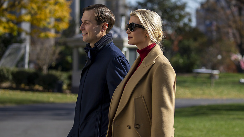 Jared Kushner and Ivanka Trump walking in fall