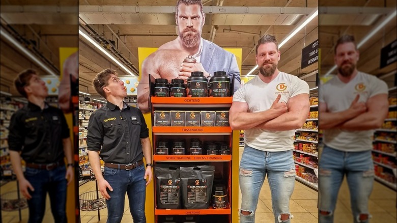 Olivier posing with his supplement line