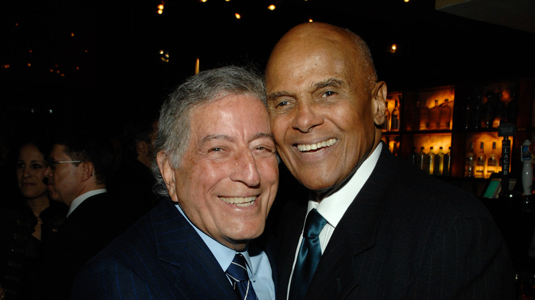 Tony Bennett and Harry Belafonte smiling 