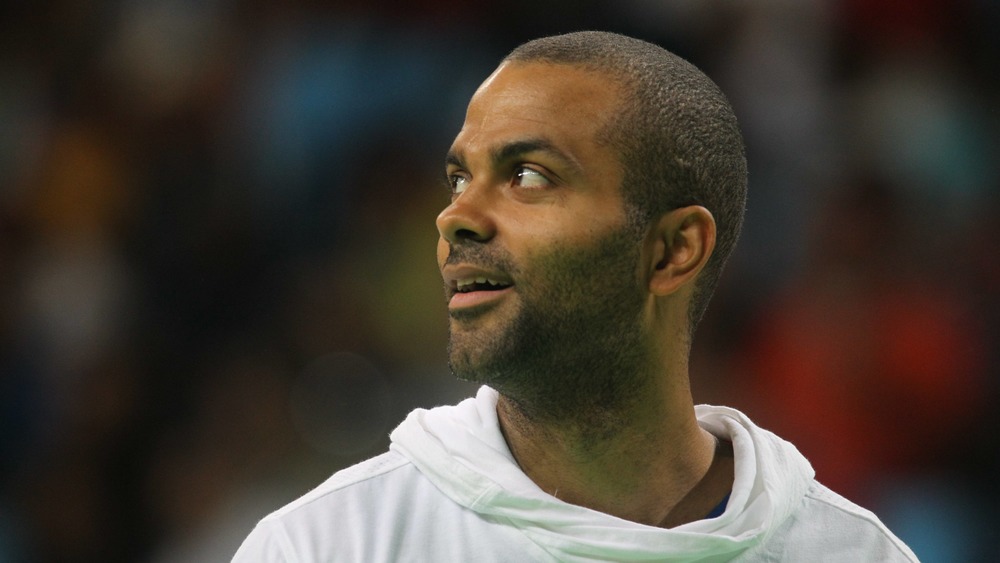 Tony Parker smiling looking up