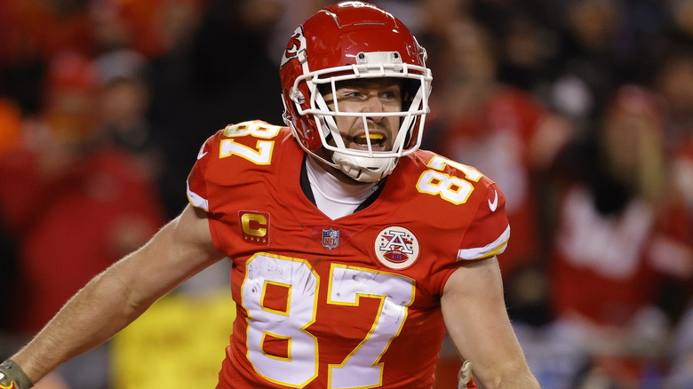 Travis Kelce on the field