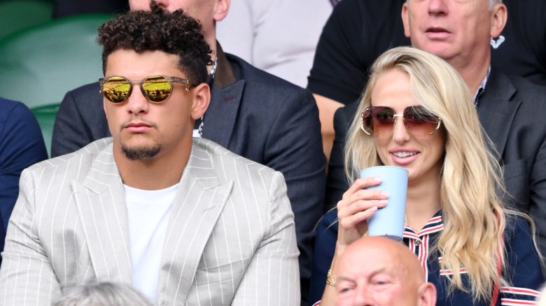 Patrick and Brittany Mahomes at a game.