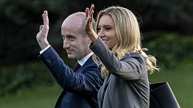 Stephen Miller and Kayleigh McEnany on White House lawn