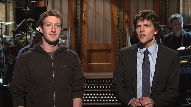Mark Zuckerberg and Jesse Eisenberg on Saturday Night Live