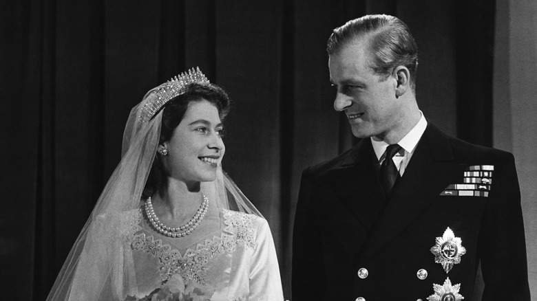 Queen Elizabeth II and Prince Philip on their wedding day in 1947