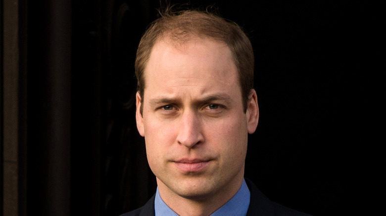 Prince William looking serious in close-up