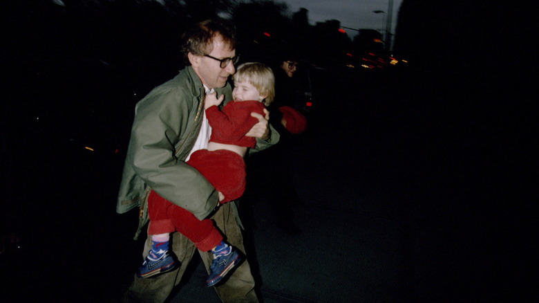 Woody Allen holds young Ronan Farrow
