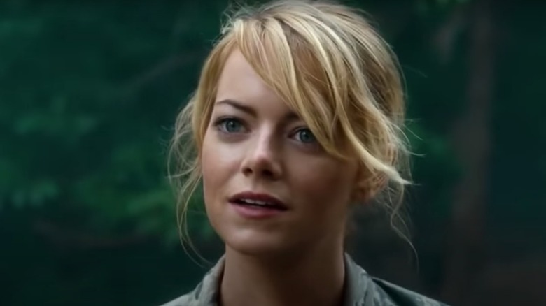 Emma Stone in Aloha looking at camera