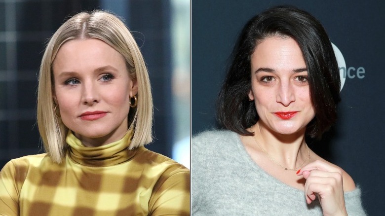 Kristen Bell, looking to the side; Jenny Slate looking at camera