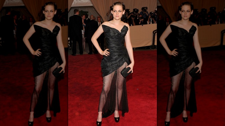 Kristen Stewart wearing a black Chanel dress at the 2010 Met Gala.