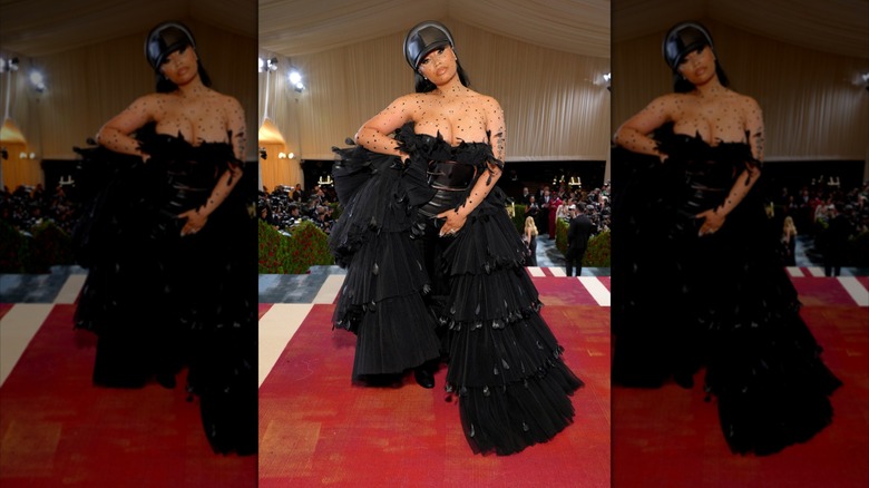Nicki Minaj in an all-black Burberry Met Gala outfit in 2022.