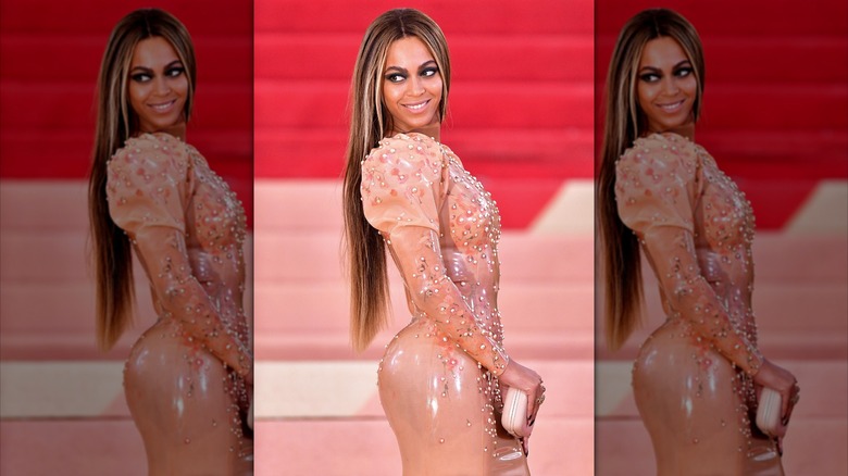 Beyonce in a nude dress at the 2016 Met Gala.