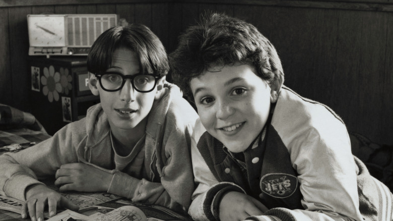 Fred Savage and Josh Saviano pose in character on 