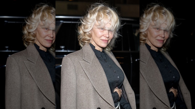 Pamela Anderson at the Tory Burch fashion show in 2026.