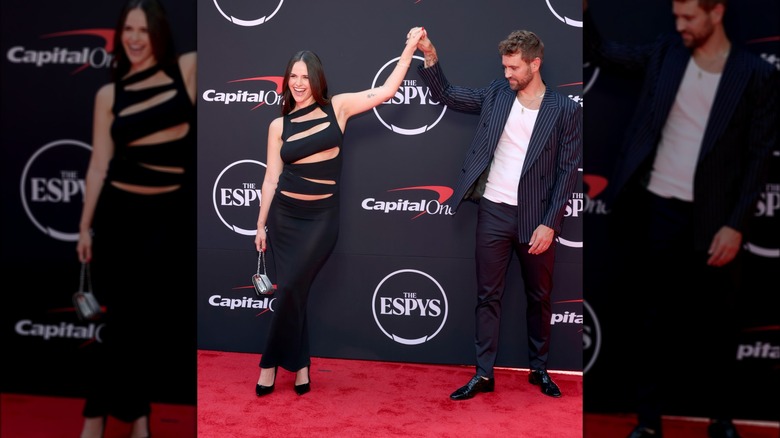 Natalie Joy and Nick Viall posing at the 2024 ESPYs