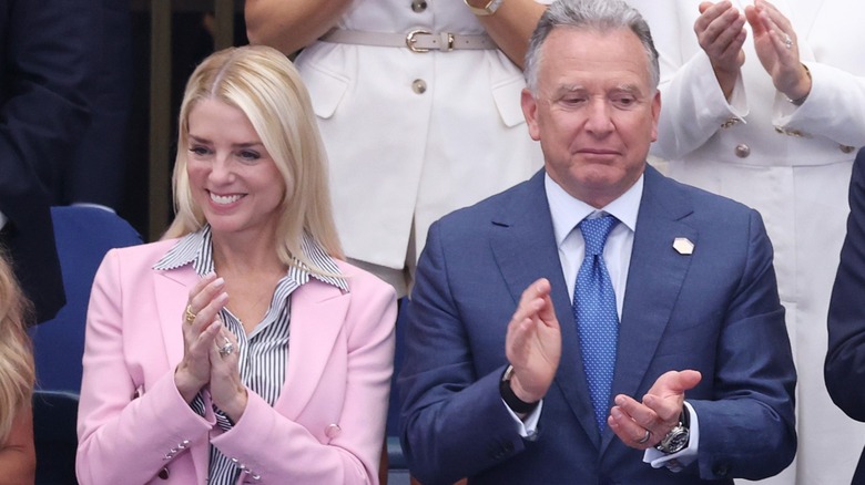 Pam Bondi clapping at the US Open.