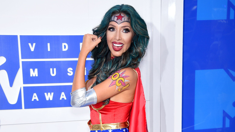 Farrah Abraham wearing a Wonder Woman costume at a VMA red carpet event.