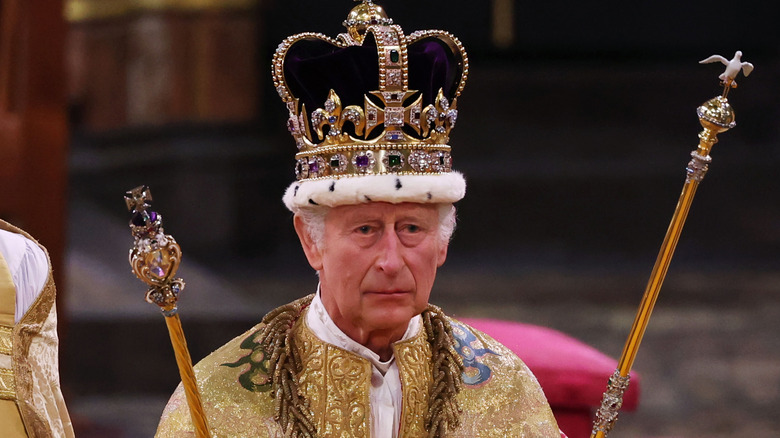 King Charles III gold jewel crown