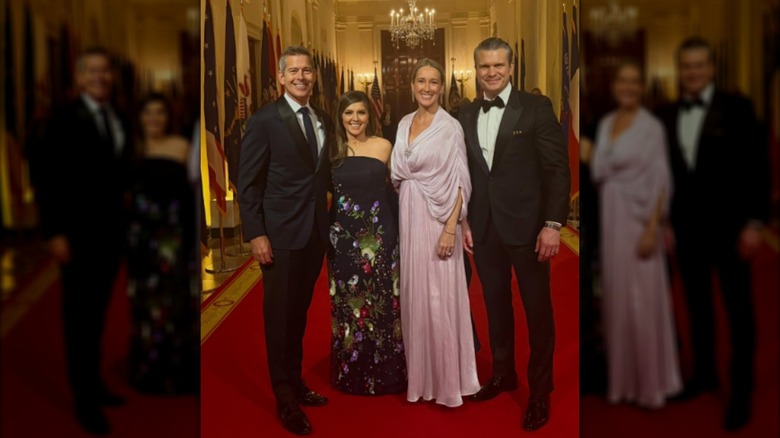 The Duffys posing with Jennifer and Pete Hegseth at the 2026 Governors Dinner