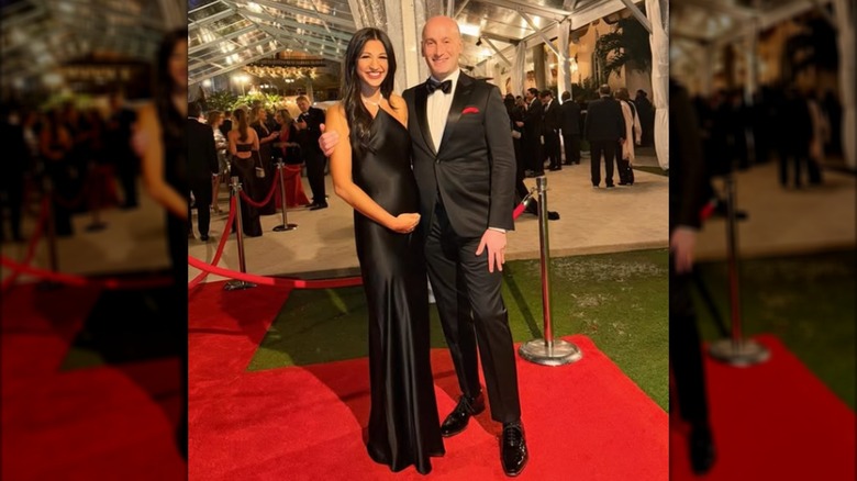 Katie and Stephen Miller posing together at the Mar-a-Lago New Year's Eve party.