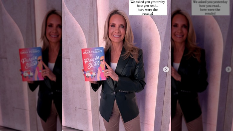 Dana Perino holding her book