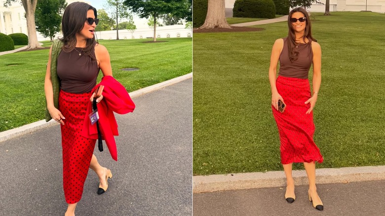 Kaitlan Collins posing at the White House