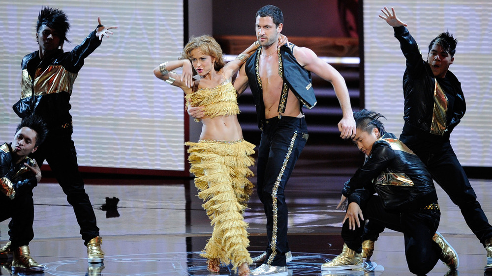 Karina Smirnoff and Maksim Chmerkovskiy perform at the Primetime Emmy Awards 