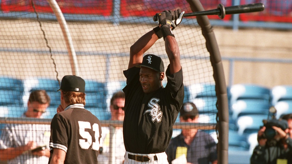 Michael Jordan on his first day of spring training with the Chicago White Sox 