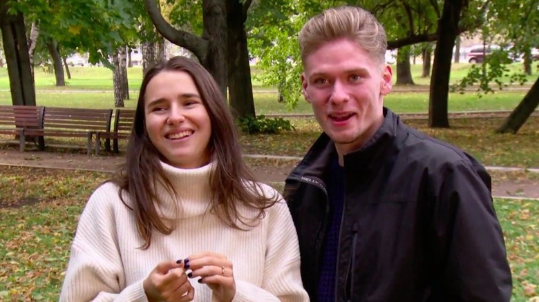 Olga and Steven talking to cameras on Fiancé