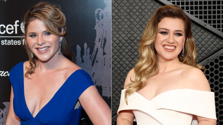 A split image of Jenna Bush Hager and Kelly Clarkson.