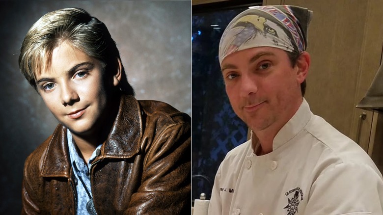 Jeremy Miller in 1990 and working as a chef in 2026.