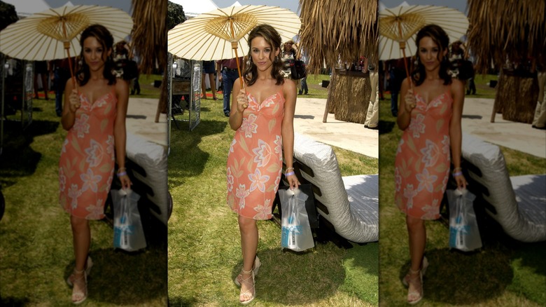 Lacey Chabert 2003 pre-MTV Movie Awards event coral dress