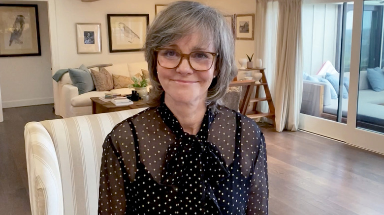 Sally Field with layered bob at a virtual event in late 2020.