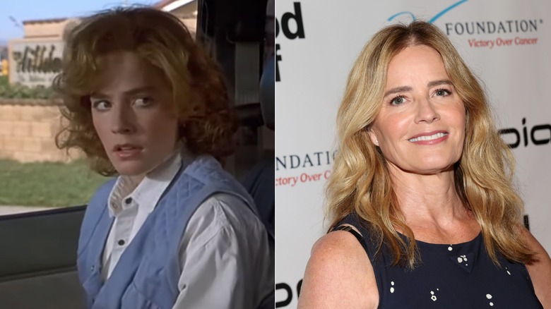 A split image of Elisabeth Shue in 1990's Back to the Future III and at an LA premiere in the 2020s