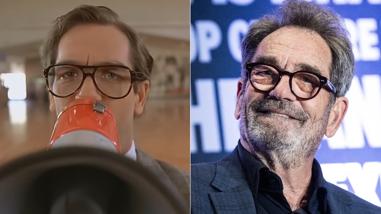 Huey Lewis in his 1985 Back to the Future cameo and at a BTTF cast reunion event in 2025