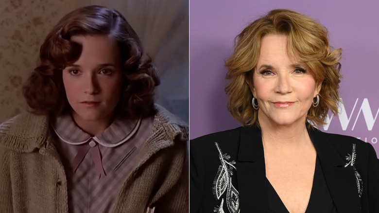 Lea Thompson as Lorraine Baines McFly in 1985 and at the 2026 Gracie Awards in a split image