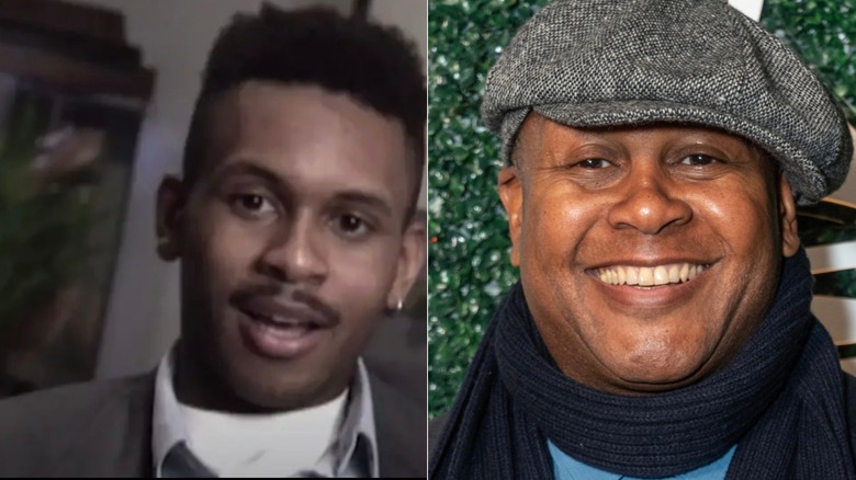 Kevin Powell on "The Real World" in 1994, left, and at The Grammys in 2024, right